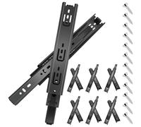 Sulawskys 6 paires glissières de tiroir 30 cm (12 pièces),glissiere pour tiroir, montage latéral,extension complète,coulisse tiroir avec roulements à billes, capacité de 45 kg, noir