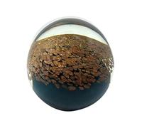 Sulfure en Verre et Presse Papier, Paillettes dorées sur fond noir, Diam 8 cm