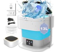 SuLiao Mini machine à laver portable pliable bleue de 11 L, à chargement frontal, semi-automatique, à faible bruit, économe en eau et en énergie, idéale pour les voyages, le camping et les charges
