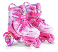 SULIFEEL Patins à roulettes Ajustables pour Filles garçons Enfants,Roues Lumineuses à Flash Amusantes Type d'équilibre à Trois Points Convient pour Les débutants Patinage à roulettes d'intérieur