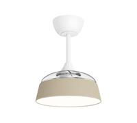 Sulion - Ventilateur de plafond avec lumière et pales rétractables Wizz Stilo - Beige avec finition en tissu, moteur DC silencieux, lumière LED réglable 3000 K - 5500 K, fonction été/hiver