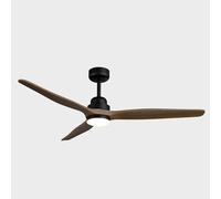 Sulion - Ventilateur de plafond avec lumière LED, moteur CC silencieux, pour extérieur IP44 et intérieur, télécommande, minuteur, mode été/hiver, 3 pales (noir bois foncé, grand)