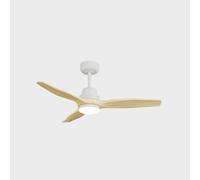 Sulion - Ventilateur de plafond avec lumière LED - Moteur DC silencieux - Pour extérieur IP44 et intérieur - Télécommande - Minuteur - Mode été/hiver - 3 pales (blanc bois clair, moyen)