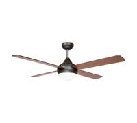 Sulion - Ventilateur de plafond BALOO - Moteur DC silencieux, 4 pales réversibles bois clair/foncé, diffuseur en verre opale, minuteur, mode hiver-été, convient aux ampoules E27, marron Ø122 cm