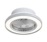 Sulion - Ventilateur de plafond Robotto blanc avec lumière LED réglable et haut-parleur Bluetooth | Moteur DC silencieux 6 vitesses | RGB dynamique, minuterie et mode hiver | IP20