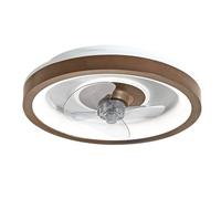 Sulion - Ventilateur de plafond SIMUN avec lumière LED - Type plafonnier Ø48 cm, bois naturel paulownia, moteur CC silencieux, réglable, fonction été/hiver, minuteur