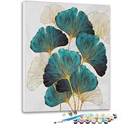 SULISO Peinture par Numero Adulte, Kit Peinture Adulte Enfant Comprend des Peintures Acryliques et des Pinceaux Sans Cadre,Ginkgo 40x50 cm