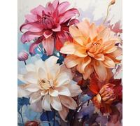 SULISO Peinture par Numéro Fleur Adulte avec Pinceaux et Acryliques Bricolage Peintures Kits pour Adultes Enfants Seniors Débutant,Sans Cadre 40x50cm,Chrysanthèmes en fleurs