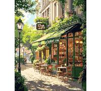 SULISO Peinture par Numéro Fleur Adulte avec Pinceaux et Acryliques Bricolage Peintures Kits pour Adultes Enfants Seniors Débutant,Sans Cadre 30x40cm Le café l'après-midi