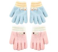 SULIUDAJI 2 Paires Moufle Bebee, Gants Nouveau-Nés Gants d'hiver pour Enfants de 1 à 3 ans Bébés Garçons Et Filles,Bleu, Rose