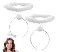 SULIUDAJI 2 PCS Bandeaux d'Ange Blanc, Bandeaux, Accessoires d'Halloween, Accessoires Parfaits pour Halloween Carnaval Cosplay Accessoires de Costume de Fête, Cadeaux d'Ange de Noël d'Halloween