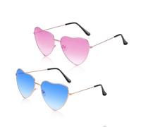 SULIUDAJI 2 Pièces Lunettes De Soleil En Forme De Coeur, Lunettes Parti De Soleil Hippie Lunettes De Soleil Transparentes Multicolores En Forme De Cœur Sans Monture Pour Été Party Cosplay De Fête Noël