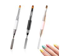 SULIUDAJI 3 Pièces Pinceaux Ongle Gel Uv Nail Art Ongles, Pinceau Nail Art Ongles, 2 In 1 Spatule À Double Extrémité Et Pinceau Manucure Outil Nail Art Pen Pour Gel Uv Déco Faux Ongles Extension