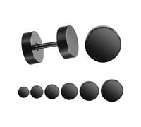 SULIUDAJI 6 Paires Boucles d'Oreilles Barbell Haltère a Visser Hypoallergénique Boucle d’Oreille Ronde Clou Piercing Tragus Noir Hommes,Femmes