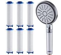 SULIUDAJI 6 Pièces Filtre de Douche PP Coton, Filtre à Cartouche Portable Tête de Filtre PP, Cartouche de Sédiment de Filtre à Eau PP en Coton Remplaçable de 9,5 cm pour Pommeau de Douche Amovible