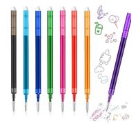 SULIUDAJI 8 Pièces Recharges Stylo Cancellabili Recharge0,7mm,Compatible avec Pilot Frixion,Roller Effaçable, encre thermosensible, 8 Couleurs