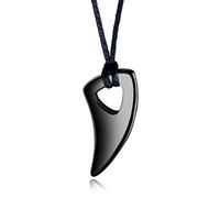 SULIUDAJI Joyeria 1 Piezas Acero Inoxidable Collares Hombre Colgante De Los Dientes del Lobo Collares Negros Ajustable