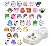 SULIVES Lot de 33 breloques croco Squishmallow - Décorations de chaussures en PVC imperméable compatibles avec les crocs, accessoires de chaussures durables, breloques Stitch Croc pour fêtes,