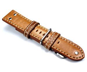 Sulla AW Tan Bracelet d'aviateur en cuir de veau extra résistant pour homme Marron clair 26 mm, marron, 26 cm