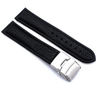 Sulla Bracelet de montre en cuir véritable avec boucle déployante en acier inoxydable, 22mm