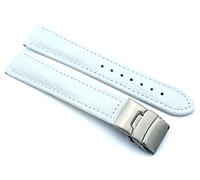 Sulla Bracelet de montre en cuir véritable avec impression d'alligator et fermoir pliant en acier inoxydable, Blanc., 24mm, lanière