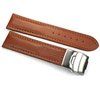 Sulla Bracelet de montre en cuir véritable de 22 mm avec boucle déployante en acier inoxydable, marron, marron, 22mm, lanière