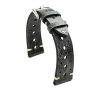 Sulla Sagittarius Rallye Bracelet de montre en cuir noir argenté 19 mm