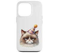 Sullen Cat Party Chapeau Confettis Félin Coque pour iPhone 13 Pro