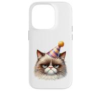 Sullen Cat Party Chapeau Confettis Félin Coque pour iPhone 14 Pro