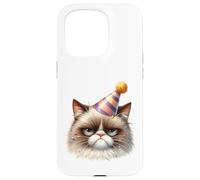 Sullen Cat Party Chapeau Confettis Félin Coque pour iPhone 15 Pro