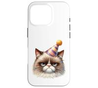 Sullen Cat Party Chapeau Confettis Félin Coque pour iPhone 16 Pro
