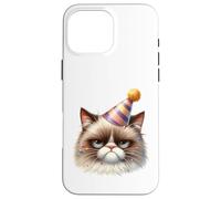 Sullen Cat Party Chapeau Confettis Félin Coque pour iPhone 16 Pro Max