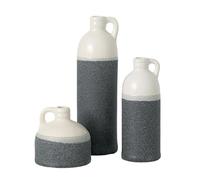 Sullivans Modern Farmhouse CM2945 Lot de 3 Petits pichets en céramique Bicolore Noir et Blanc 10,2 cm, 19,1 cm et 25,4 cm de Haut, Fausses carafes Florales, décoration vieillie