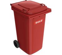 SULO Bac à ordures 240 l HDPE rouge mobile, selon EN 840