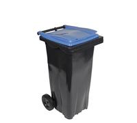 SULO® Conteneur poubelle mobile 2 roues - 120 litres prise frontale - Couvercle bleu