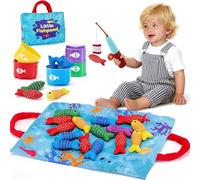 Sulobom Jouet Enfant 1 an,Montessori Pêche a la Ligne Jeux, Jouets éducatifs pour Bebe âgés de 1 à 3 Ans,avec Tasses à empiler - Compter Les nombres, Trier Les Couleurs Cadeaux pour bébé (A)
