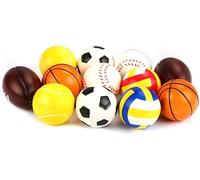 SULOLI 12pcs Balle Anti-Stress de Sport Balle en Caoutchouc Souple Balle de Sport en Mousse Souple Comprend Adultes et Enfants Basket, Football, Volley,Tennis, Rugby