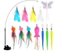 SULOLI 13pcs Jouet à Plumes pour Chats Jouets pour Chat Intérieur avec Ventouses