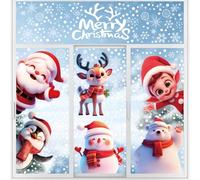 SULOLI 8 Feuilles Sticker à Effet Stéréoscopique Blanc,Noël Autocollant Fenêtre Réutilisable,Stickers Noël Fenetre PVC,Bonhomme de Neige,Père Noël,Renne