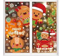SULOLI 8 Feuilles Sticker à Effet Stéréoscopique,Noël Autocollant Fenêtre Réutilisable,Stickers Noël Fenetre PVC,Flocons de Neige Bonhomme de Pain d'Epices