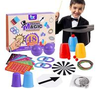 SULOLI Ensemble Magique Jouets - 48 Tours de Magie Enfant,Kit de Magie Livré avec Un Manuel d'Instructions Etape par Etape pour Chaque Magie pour Garçons et Filles (B)