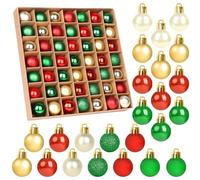 SULOLI Lot de 49 boules de Noël en plastique pour décoration de banquet, mariage, anniversaire, maison (doré, rouge et vert)