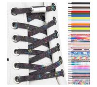 SULPO 2 Paires Lacets élastique plats - attache rapide - Lacets colorés à fermeture rapide - Lacets élastiques pour chaussures - Caoutchouc - Lacets - Lacets enfants & adultes pour baskets