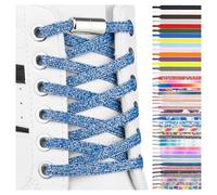 SULPO 2 Paires Lacets élastique plats - attache rapide - Lacets colorés à fermeture rapide - Lacets élastiques pour chaussures - Caoutchouc - Lacets - Lacets enfants & adultes pour baskets