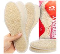 SULPO 2 Paires Semelles d’Hiver - Laine Mouton Naturelle, Douces & Chaudes - Double Couche Laine, Absorbe les Chocs - Thermiques, Isolantes, Automne, Hiver - 45