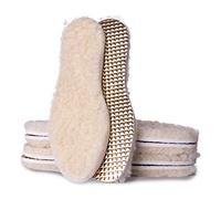 SULPO 3 Paires Semelles d’Hiver - Douces & Chaudes, Laine de Mouton Naturelle - Isolation Mousse Polyuréthane & Feuille d'Aluminium - Doublures Isolantes Temps Froid - Tailles : 36-46,