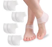 SULPO 4 paires Protège-Talon en Silicone Dou - Pad à Enfiler pour Crevasse, Tendinite, Pieds Secs, Callosités, Épines de talon - Taille Unique