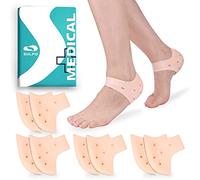 SULPO 4 paires Protège-Talon en Silicone Doux & Respirant avec Trous de Ventilation - Pad à Enfiler pour Crevasse, Tendinite, Pieds Secs, Callosités, Épines de talon - Taille Unique
