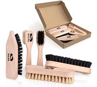 SULPO Kit de brosses à Chaussures 5 pièces - Brosses pour Nettoyer Le Cuir - 2 brosses à creuset Poils Doux - 2 brosses à reluire Poils Doux - 1 Brosse à salir Poils durs - Entretien des Chaussures