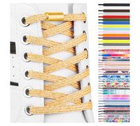 SULPO Lacets chaussures avec fermeture rapide en métal - Lacet elastique adulte et enfant - Lacets elastique plats sans noeuds pour les baskets, converse, sneakers - No Tie Lacets silicone